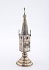 A SILVER SPICE TOWER. TOWER FORM. GERMANY, 20TH CENTURY. On a domed base with a castle shaped תמונה - 1