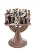 A HANDCRAFTED MENORAH OF HOLOCAUST SURVIVORS. Hand painted and crafted. The candle holders are תמונה - 1