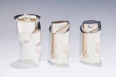 A STERLING SILVER HAVDALAH SET BY YOAV BEN DAVID. Israel, modern. Consisting of a cup, a spice 