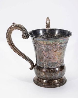 STERLING WASH CUP BY HAZOFIM. Israel, c. 2000. Traditional form 6.6" tall and 359.9 grams