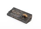 A STERLING SILVER AND TIGER'S EYE MEZUZAH CASE. Rectangular inshape. Fitted with a "shin" and a תמונה - 1