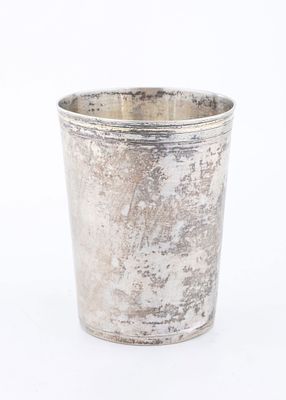 A VERY LARGE SILVER BEAKER. Augsburg, 18th century MAKER CXS. Cylindrical in form. Soft finish 