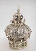 A MASSIVE STERLING SILVER TORAH CROWN. American, early 20th century. Traditional in shape with תמונה - 1
