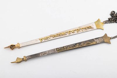 A GROUP OF TWO STERLING SILVER TORAH POINTERS. By Bier Silversmiths, Israel, c. 2000. With 