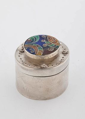 A STERLING SILVER SPICE CONTAINER BY ILANA RAPPAPORT. American, c. 1990. Circular in form. the 