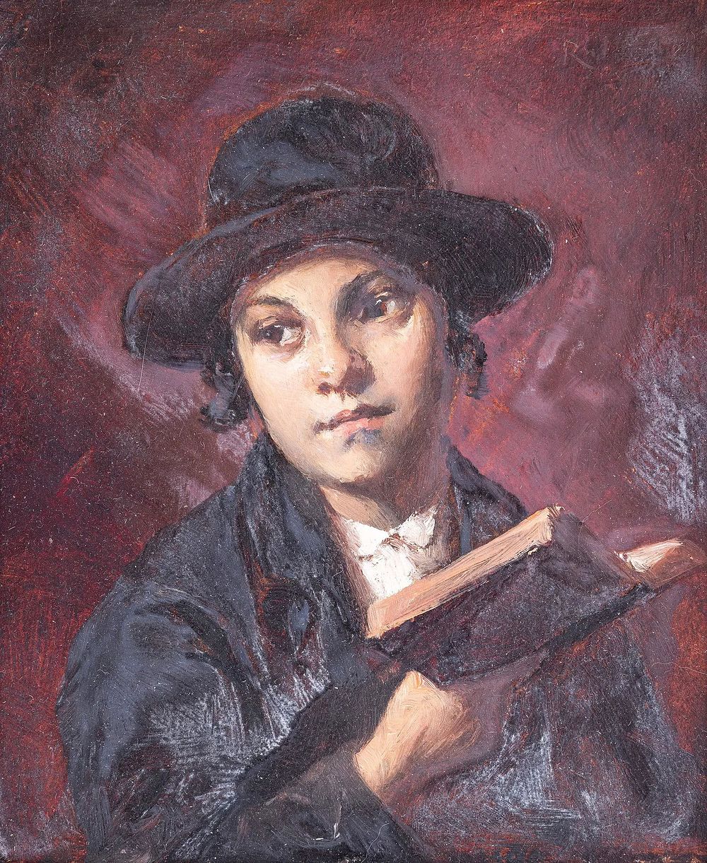 MOZART ROTTMAN (1875 - 1950) OIL ON CANVAS, HASIDIC YOUNG MAN. Oil on canvas. Young Hasidic man 