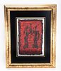 MOSHE CASTEL (Israel, 1901 - 1991) Red basalt and oil on canvas. King David and Batsheva. תמונה - 1