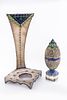 A MAGNIFICENT STERLING SILVER, ENAMEL AND LAPIS ETROG AND LULAV CONTAINER BY DEKEL AVIV. Israel, c.תמונה - 2