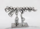A LARGE ALUMINUM MENORAH SCULPTURE BY DON DRUMM (American, b. 1935). Abstract in design on תמונה - 1