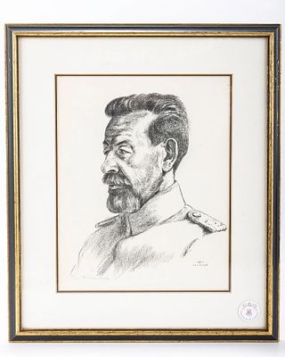 HERMANN STRUCK. Richard Dehmel in a German officer's uniform. Lithograph 1916. HERMANN STRUCK. 