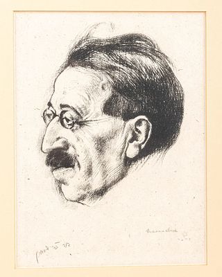 HERMANN STRUCK. David Frischman. Profile portrait lithograph. Signed by the artist in pencil as 