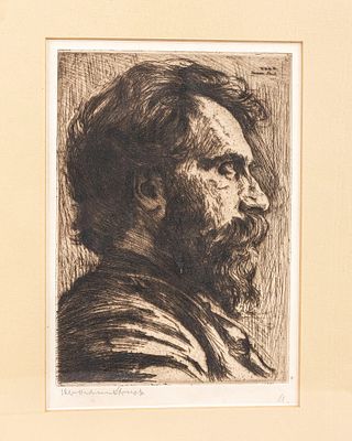 HERMANN STRUCK. Portrait of Reuben Brainin (1862 - 1939). 9" x 6.1". Hand signed lithograph. 