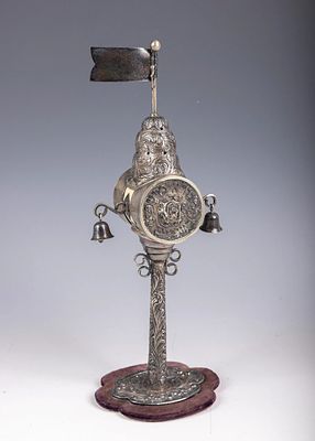 A SILVER SPICE TOWER. Probably Israel, c. 1960. Hand chased with high grade silver applied to 