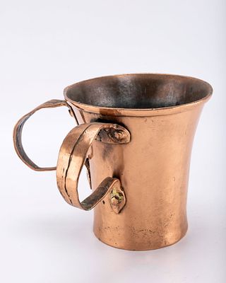 A COPPER WASHING LAVER. Poland or Hungary, c. 1850. With two handles. Dovetail soldering. 5.7" tall