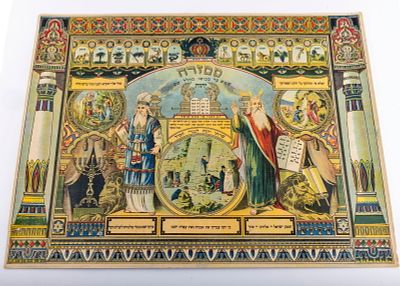 A PRINTED MIZRACH. Germany, c. 1900. In mint condition. menorahA PRINTED MIZRACH. Germany, c. 