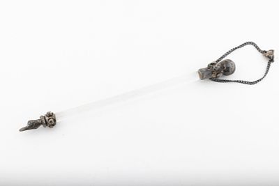 A SILVER AND PLEXIGLASS TORAH POINTER. Israel, modern. The upper and lower portion is fitted 