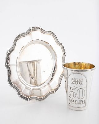 A STERLING SILVER KIDDUSH CUP BY HAZORFIM CHABAD INTEREST. Celebrating 50 years of Oheli 