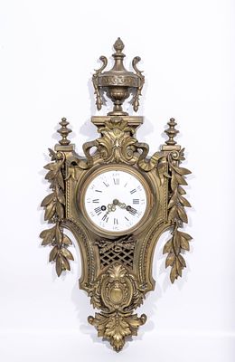 A FRENCH LOUIS XVI WALL CLOCK AND BAROMETER. French Louis XVI cartel wall clock and matching 