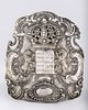 A LARGE SILVER TORAH SHIELD. Poland, c. 1860. In Austrian style. Decorated with two lions תמונה - 1