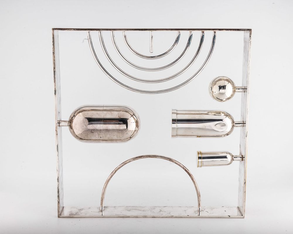 A SILVERPLATED MITZVAH SQUARE BY ZELIG SEGAL. Jerusalem, c. 1990. 42/230. Sqare shaped sculpture 