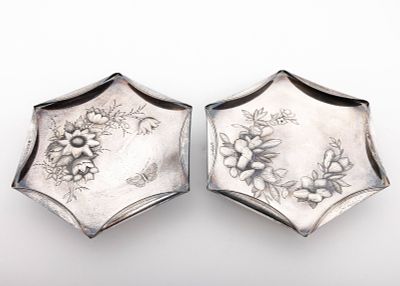 A PAIR OF STERLING SILVER VICTORIAN TAZZAS LONDON Horace Woodward Co Edgar Finley & Hugh Taylor 1885