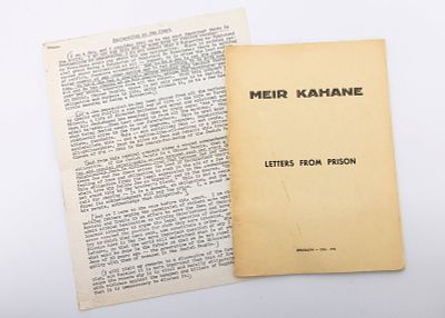 RABBI MEIR KAHANE: LETTERS FROM PRISON AND SPEECH TO THE COURT. Dated 1974 after Rabbi Meir 