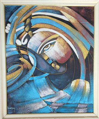 שמן על בד ציור ישן חתום מידות 50X60 סמ