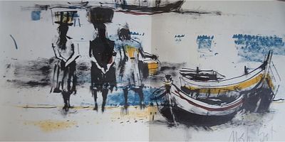 משה גת - ספר אומנות הדיגים
בספר ליטוגרפיה חתומה ביד האומן 
מידות הליטוגרפיה 15X30 סמ