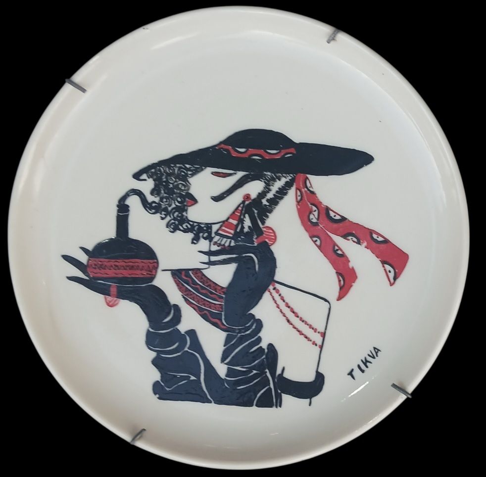 צלחת קרמיקה לפיד חתום קוטר 18 סמ מצב מושלם