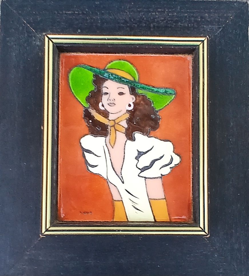 תמונה אמייל על נחושת חתום 
מידות 12X15 סמ 
מידות כולל מסגרת 24X27 סמ