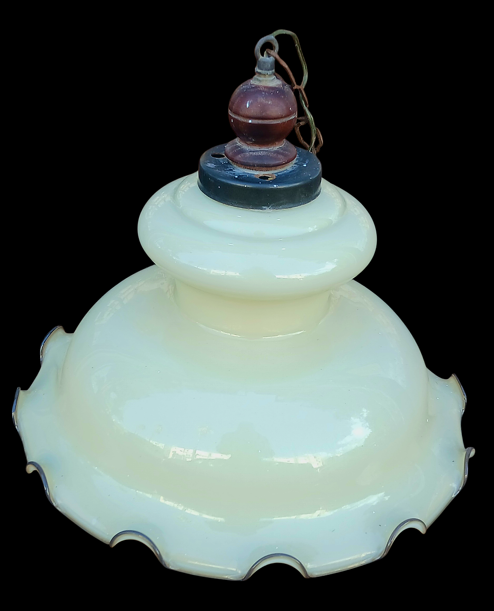 אהיל זכוכית חלבית וינטג שנות ה 70 קוטר 38 סמ