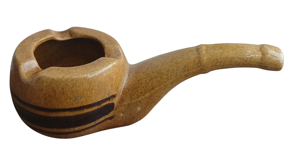 מאפרה בדוגמת מקטרת קרמיקה ישראלית חתום אורך 22 סמ