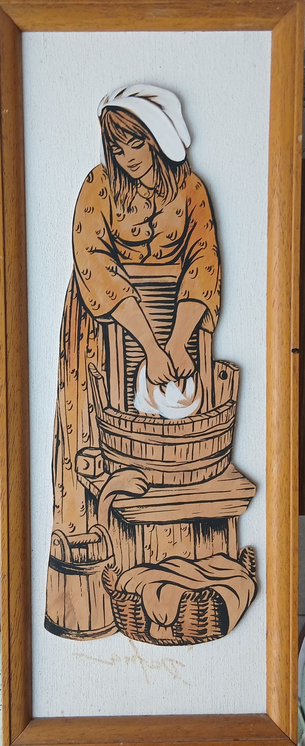 תמונה תבליט עץ עבודת אומן חתום מידות 17X46 סמ