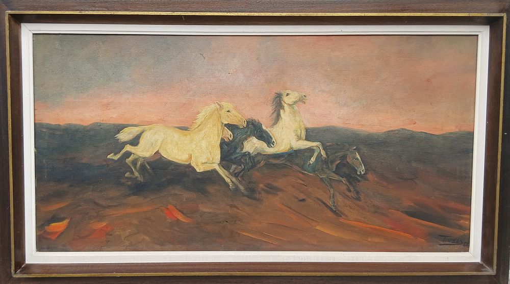 שמן על בד חתום ומתוארך 1968 מידות 41X82 סמ