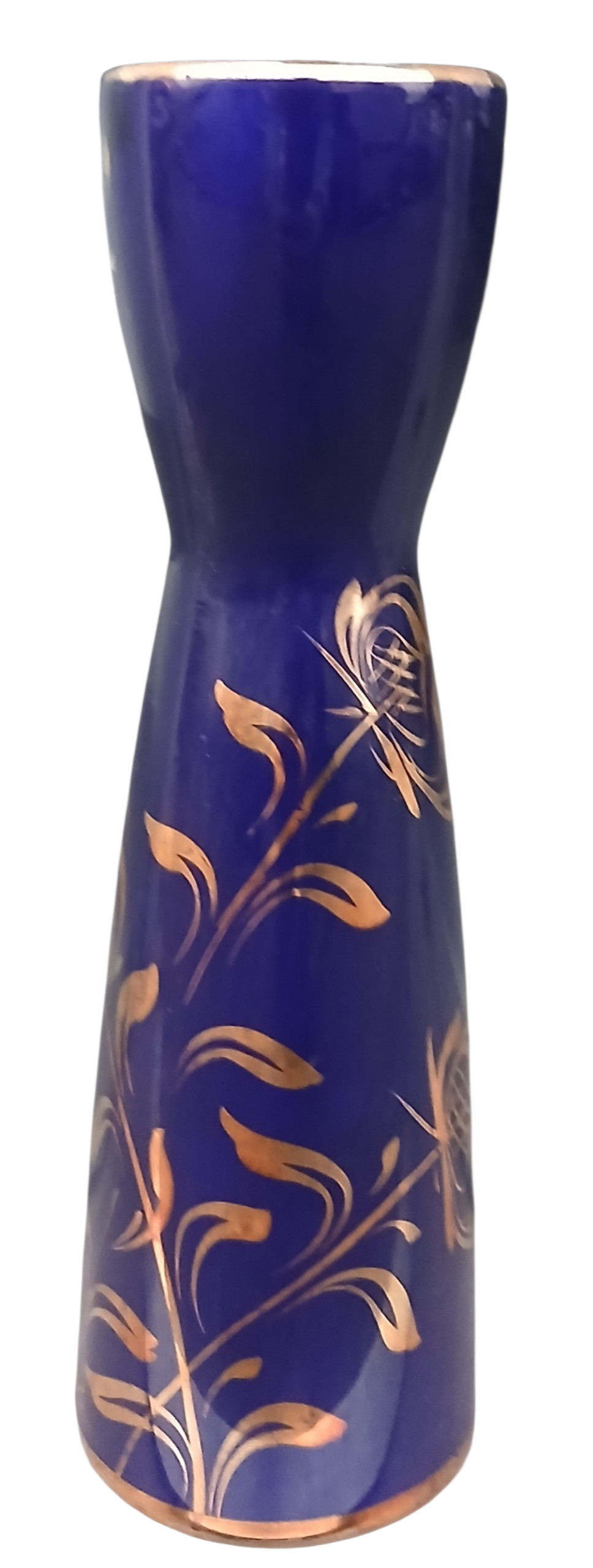 אגרטל פורצלן קובלט מעוטר פרחים ועלים מוזהבים גובה 30 סמ 
מצב מושלם 
ממוספר בתחתית כנראה גרמני