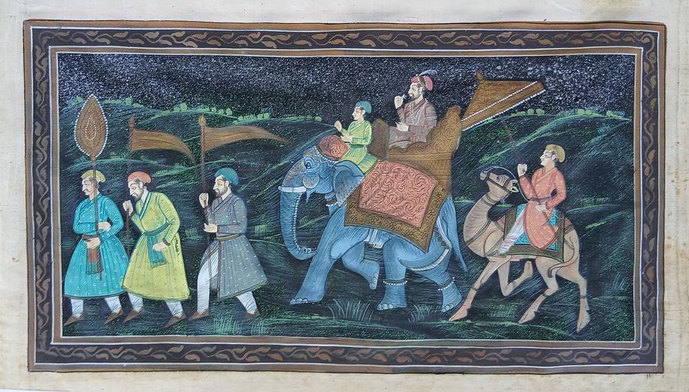 ציור הודי יפה ומרשים, מצוייר על בד משי 
מידות 21X36 סמ 
תקופה המאה ה 20 
לא ממוסגר