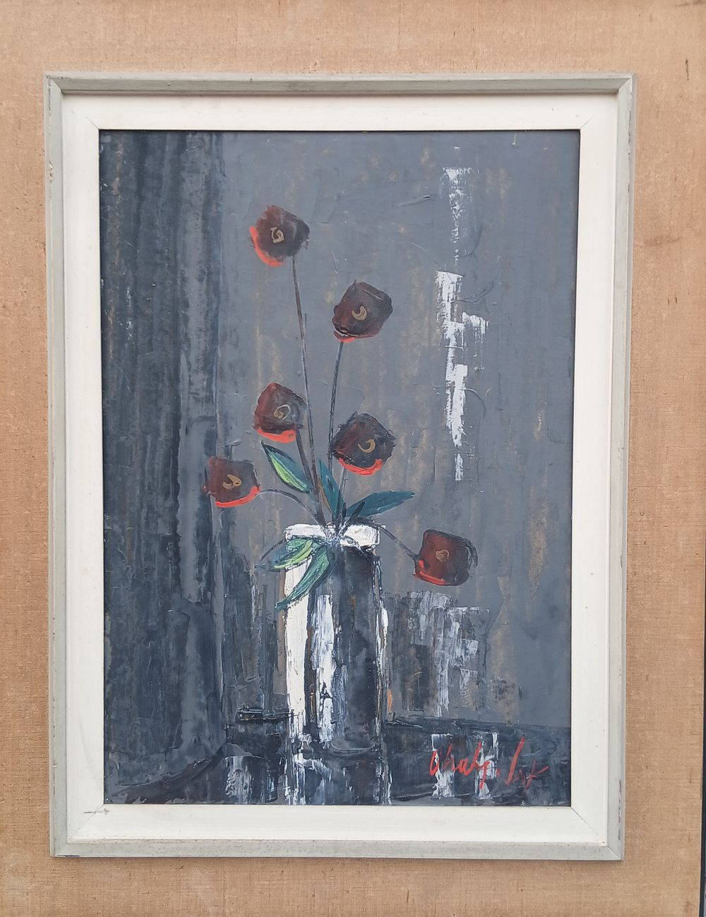 שאול אהלי שמן על עץ חתום מידות 34X47 סמ