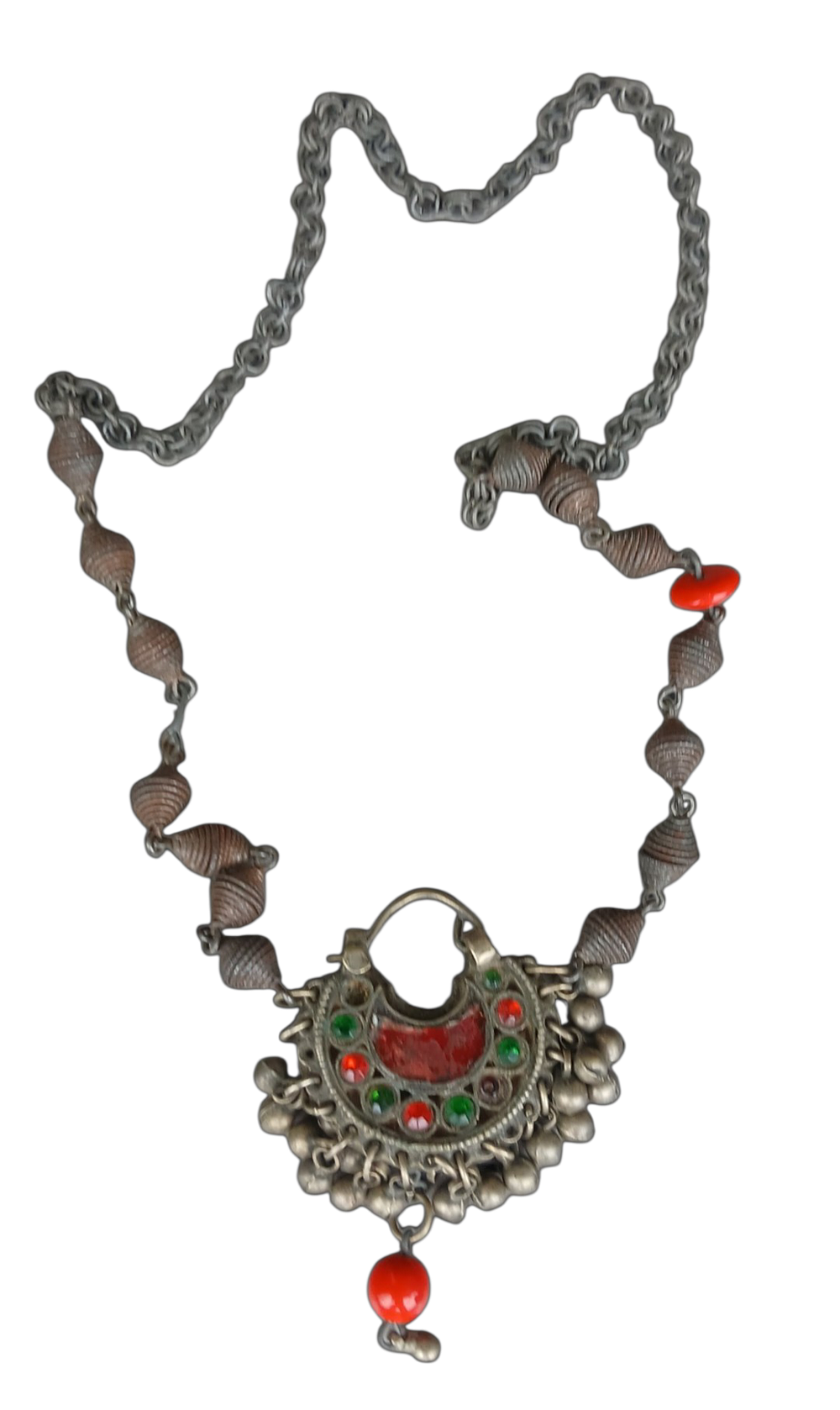 שרשרת ותליון - תכשיט אתני עתיק כסף נמוך עבודת יד