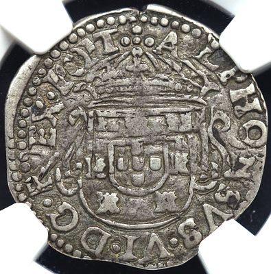 VF35 D. Afonso VI 1656/1667 Tost&atilde;o Prata. D. Afonso VI 1656/1667 Tost&atilde;o Prata VF35