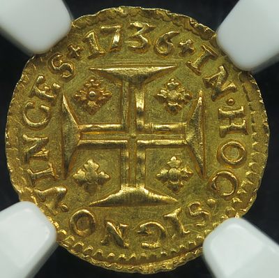 MS62 D. Jo&atilde;o V 400 R&eacute;is 1736 Ouro. D. Jo&atilde;o V 400 R&eacute;is 1736 Ouro MS62