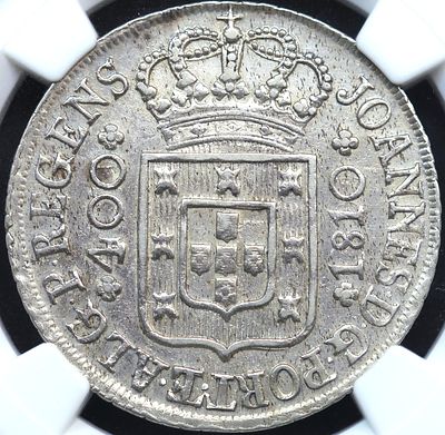 AU58 D. Jo&atilde;o PR Cruzado 1810 Prata. D. Jo&atilde;o PR Cruzado 1810 Prata AU58