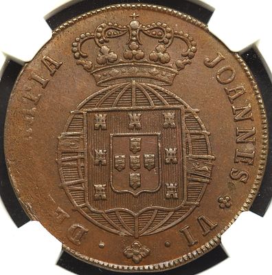 MS62BN D. Jo&atilde;o VI X R&eacute;is 1819 Bronze. D. Jo&atilde;o VI X R&eacute;is 1819 Bronze MS2BN