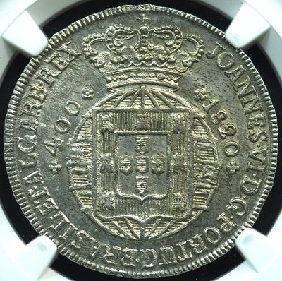 MS63+ D. Jo&atilde;o VI Cruzado 1820 Prata. D. Jo&atilde;o VI Cruzado 1820 Prata MS63+