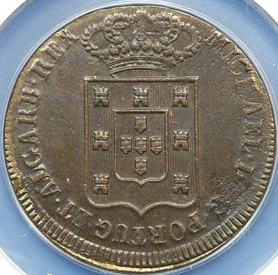 MS63BN D. Miguel I 40 R&eacute;is 1831 Bronze. D. Miguel I 40 R&eacute;is 1831 Bronze MS63