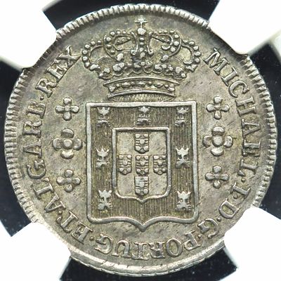 AU53 D. Miguel I 1828/1834 6 Vint&eacute;ns Prata. D. Miguel I 1828/1834 6 Vint&eacute;ns Prata AU53