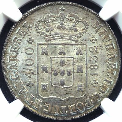 MS64 D. Miguel Cruzado 1832 Prata. D. Miguel Cruzado 1832 Prata MS64