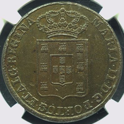AU55BN D. Maria II 40 R&eacute;is 1847 Bronze. D. Maria II 40 R&eacute;is 1847 Bronze AU55BN