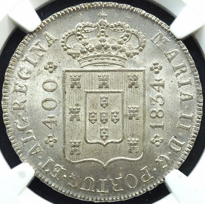 MS65 Top Pop D. Maria II Cruzado 1834 Prata. D. Maria II Cruzado 1834 Prata MS65 Top Pop