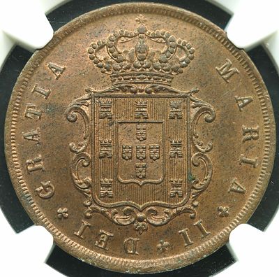 MS63RB D. Maria II X R&eacute;is 1841 Cobre. D. Maria II X R&eacute;is 1841 Cobre MS63RB