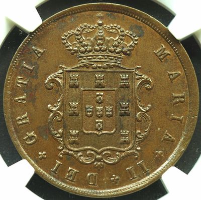 MS63BN D. Maria II X R&eacute;is 1852 Cobre. D. Maria II X R&eacute;is 1852 Cobre MS63BN